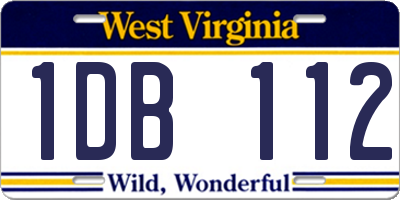 WV license plate 1DB112