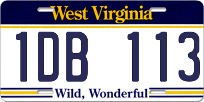 WV license plate 1DB113