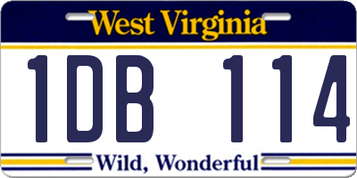 WV license plate 1DB114