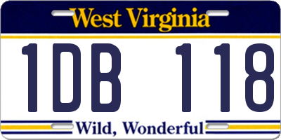 WV license plate 1DB118