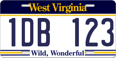 WV license plate 1DB123