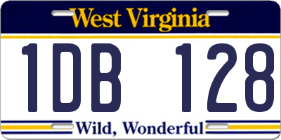 WV license plate 1DB128