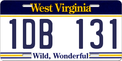 WV license plate 1DB131