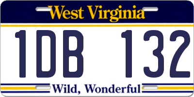 WV license plate 1DB132