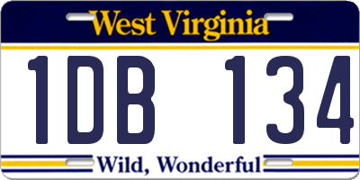 WV license plate 1DB134