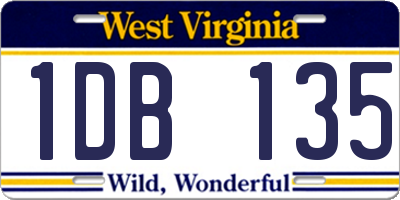 WV license plate 1DB135