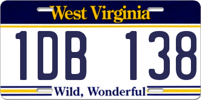 WV license plate 1DB138