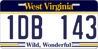 WV license plate 1DB143