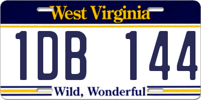 WV license plate 1DB144
