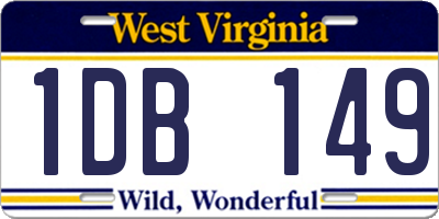 WV license plate 1DB149
