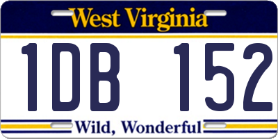 WV license plate 1DB152