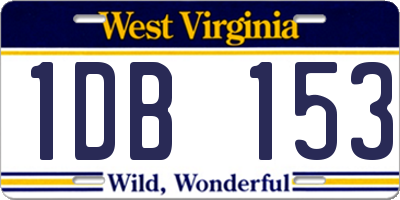 WV license plate 1DB153