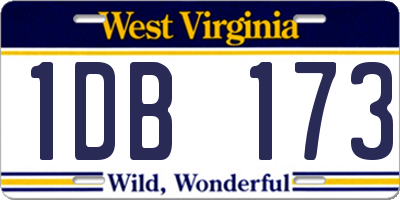 WV license plate 1DB173