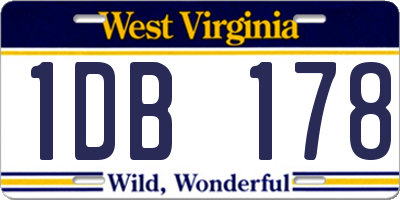 WV license plate 1DB178