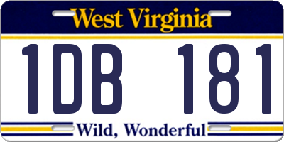 WV license plate 1DB181