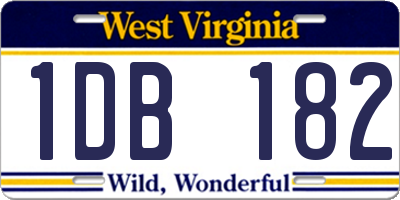 WV license plate 1DB182