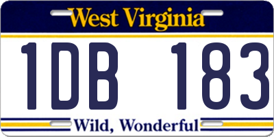 WV license plate 1DB183