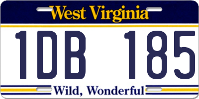 WV license plate 1DB185