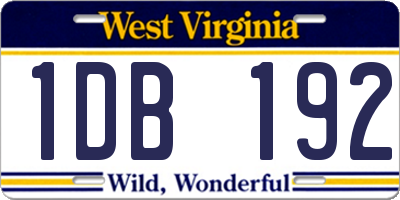 WV license plate 1DB192