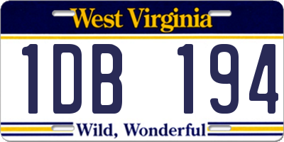 WV license plate 1DB194