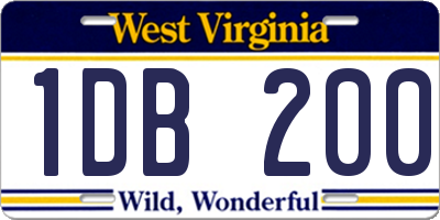 WV license plate 1DB200