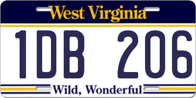 WV license plate 1DB206