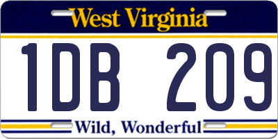 WV license plate 1DB209