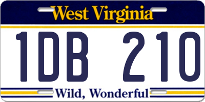 WV license plate 1DB210