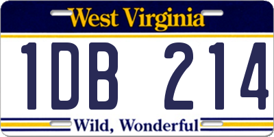WV license plate 1DB214