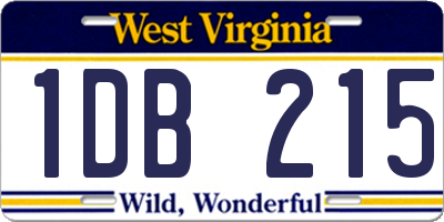 WV license plate 1DB215