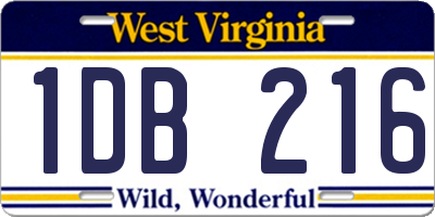 WV license plate 1DB216