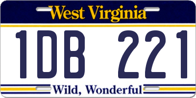WV license plate 1DB221