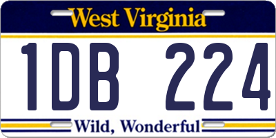 WV license plate 1DB224