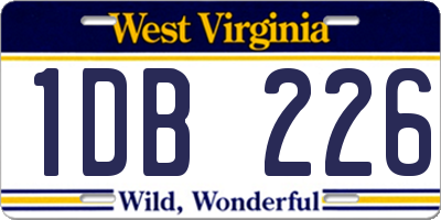 WV license plate 1DB226