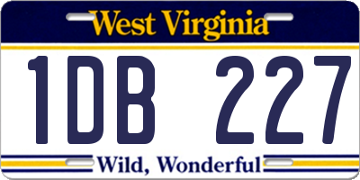 WV license plate 1DB227