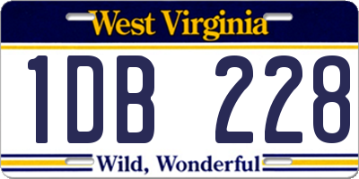 WV license plate 1DB228