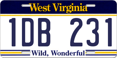 WV license plate 1DB231