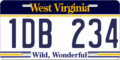 WV license plate 1DB234