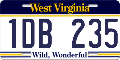 WV license plate 1DB235