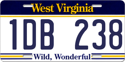WV license plate 1DB238