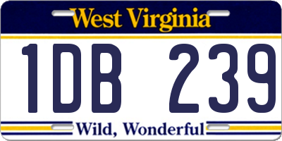 WV license plate 1DB239