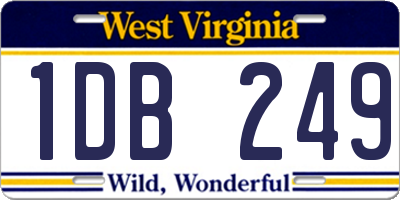 WV license plate 1DB249