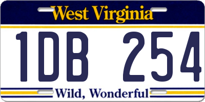 WV license plate 1DB254