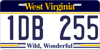 WV license plate 1DB255