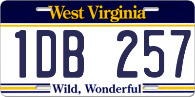 WV license plate 1DB257