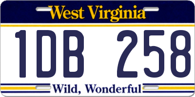 WV license plate 1DB258