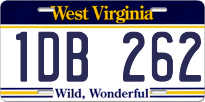 WV license plate 1DB262
