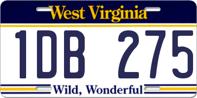WV license plate 1DB275