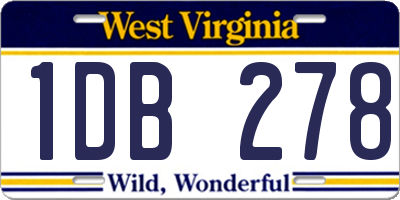WV license plate 1DB278