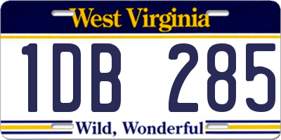 WV license plate 1DB285